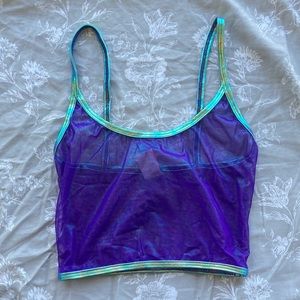 Rave/Festival Cute Purple Mesh Crop Top S/M